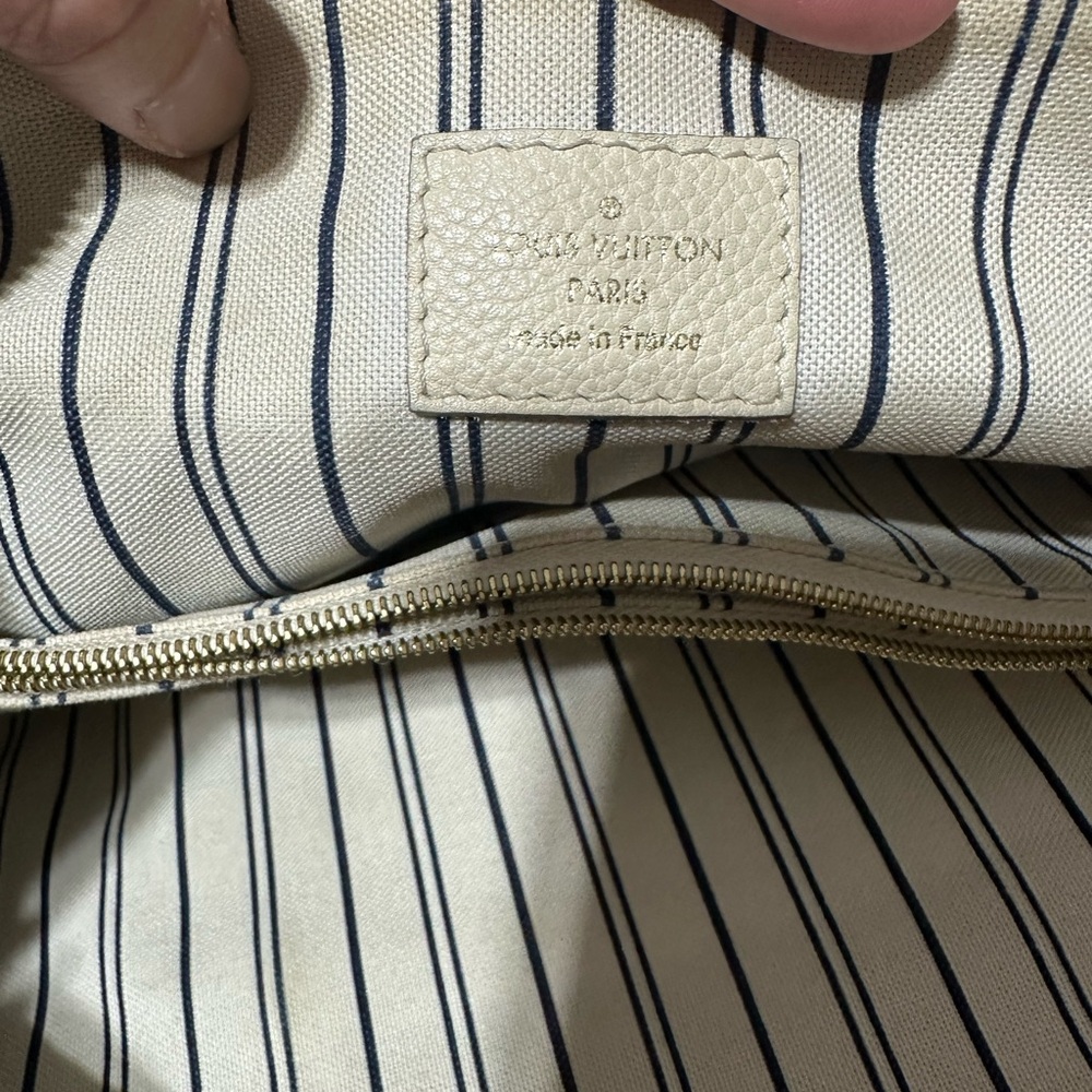 Louis Vuitton Cream Embossed Monogram Tote with Gold Hardware - Picture 13 of 16